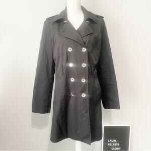 Express black trench coat jacket lightweight size large buttons